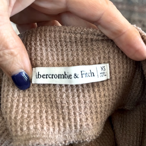 Abercrombie & Fitch High Rise Wide Leg Waffle Lounge Pants in Tan Size XS - Picture 7 of 7